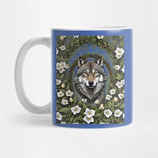 Minnesota Wolf Surrounded By Lady's Slipper Flowers 1 Mug